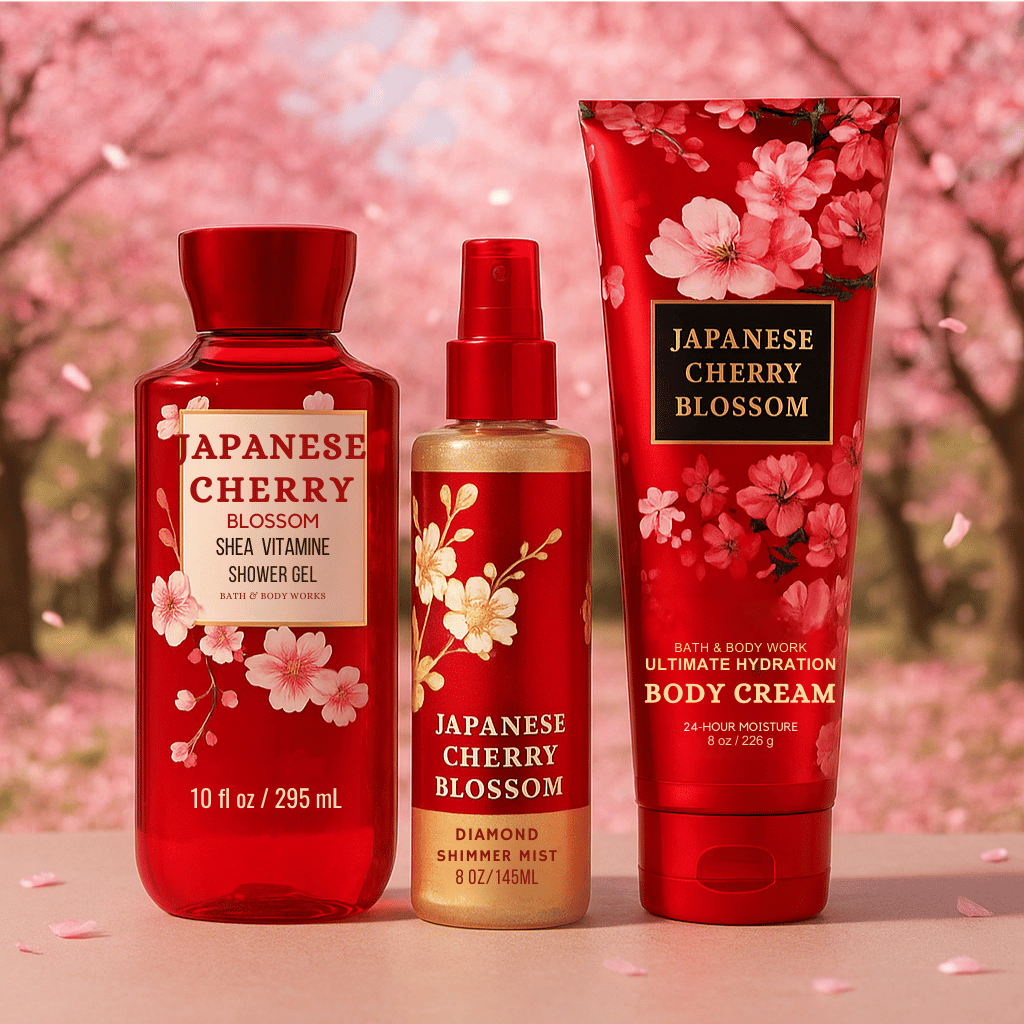 Kit Japanese Cherry Blossom(Body Splash, Creme Corporal e Gel Ducha)